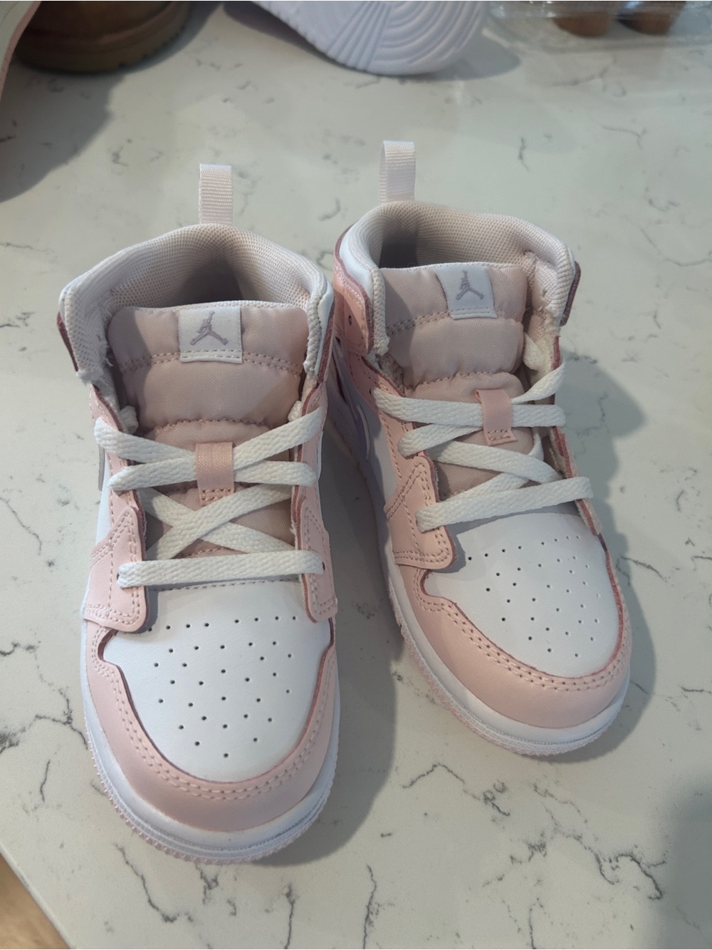 Jordan Kids' Pink and White Mid-Top Sneakers